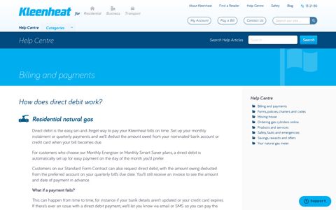 Paying your bill using direct debit | Kleenheat Help Centre