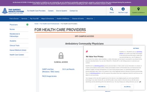 For Health Care Providers - The Queen's Health Systems