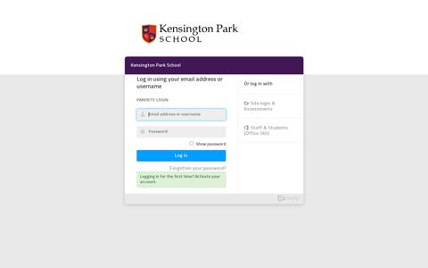 Kensington Park School: Login