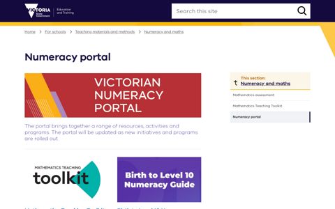 Numeracy portal - Department of Education and Training ...