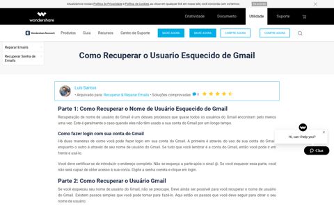 Recuperar o Usuario Esquecido de Gmail - Recoverit