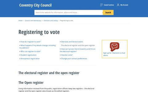 The electoral register and the open register | Registering to ...