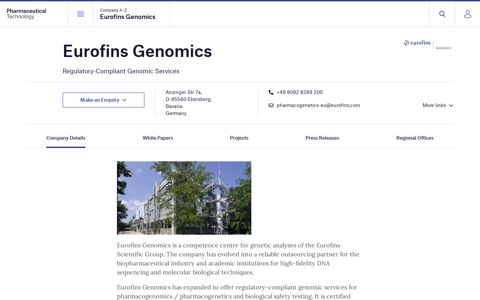 Eurofins Genomics - Pharmaceutical Technology