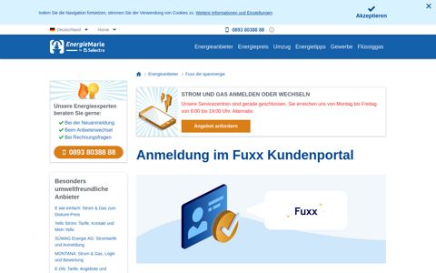 Anmeldung im Fuxx Kundenportal - Energiemarie