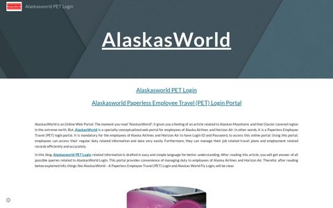 Alaskasworld PET Login - Google Sites