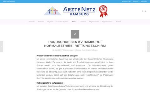 Rundschreiben KV Hamburg: Normalbetrieb, Rettungsschirm ...