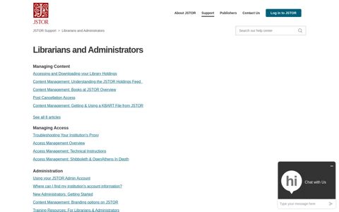 Librarians and Administrators – JSTOR Support
