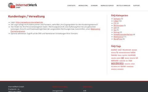 Kundenlogin / Verwaltung - InternetWerk GmbH