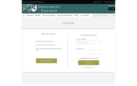 Login & Registration | The Grossmont College Bookstore