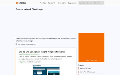 Gryphon Network Client Login
