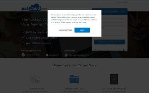 Cloud Storage From Just Cloud. Free Online Storage