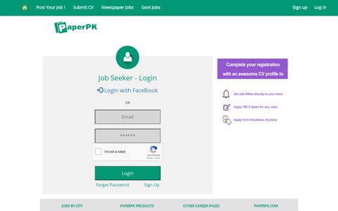 Job Seeker Login at Paperpk to get latest jobs from Pakistan