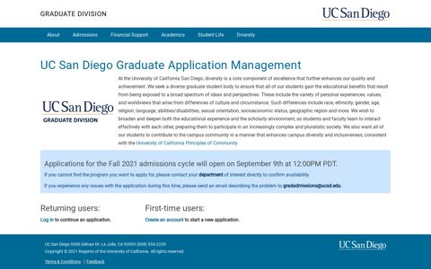 UC San Diego Graduate Application Management