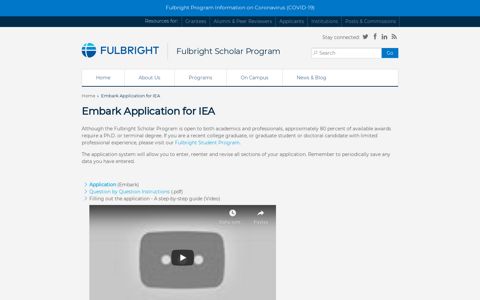 Embark Application for IEA | Fulbright Scholar Program