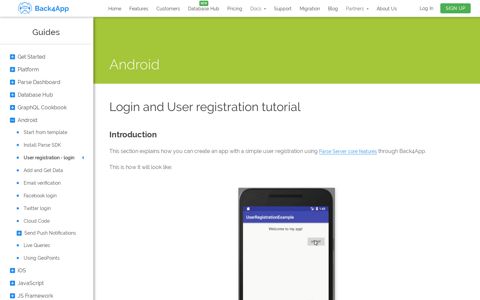 Login and User registration tutorial | Back4app Guides