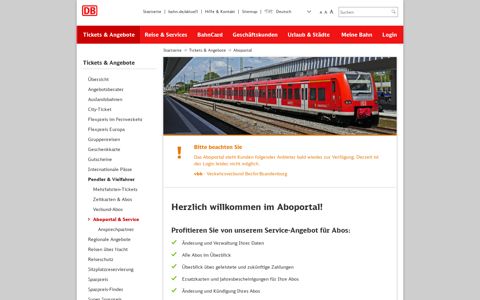 Das Aboportal der Deutschen Bahn - verwalten Sie Ihr Abo