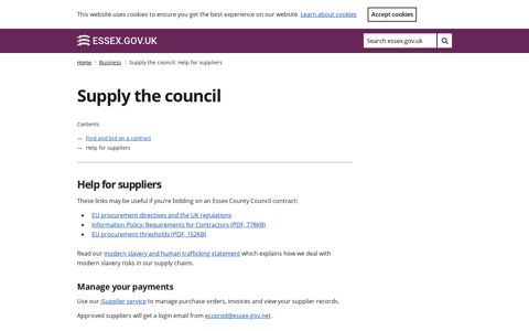 Supply the council: Help for suppliers - Essex County Council