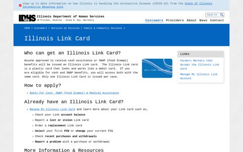 IDHS: Illinois Link Card - Illinois Department of Human Services