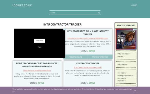 intu contractor tracker - General Information about Login