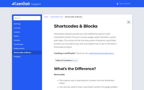 Shortcodes & Blocks - LearnDash Support