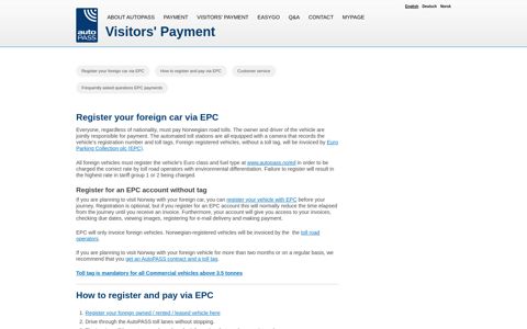 Visitors' Payment - AutoPASS