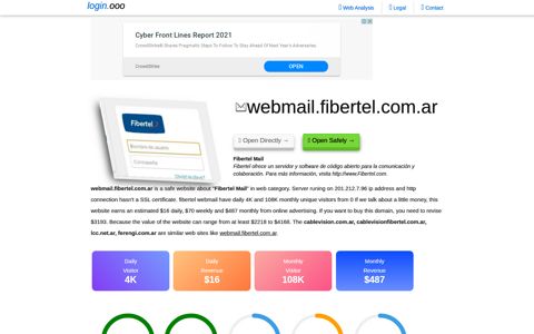 webmail.fibertel.com.ar Fibertel Mail - Login.ooo