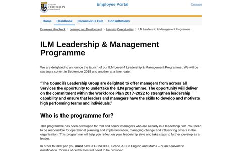 ILM Leadership & Management Programme | Employee Portal