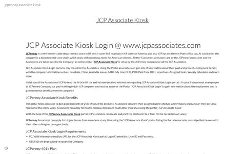JCP Associate Kiosk Login @ www.jcpassociates.com