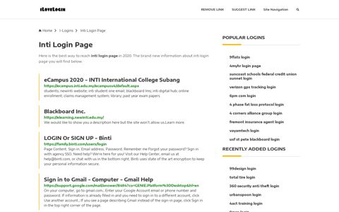 Inti Login Page ❤️ One Click Access