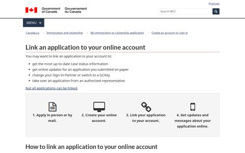Link an application to your online account - Canada.ca