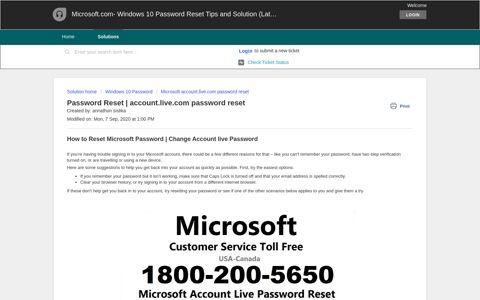 How do i Reset Microsoft Account Password - Account.Live ...
