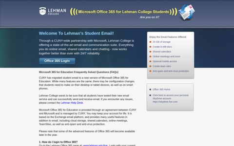 Live at Lehman Student Email System ... - Lehman College