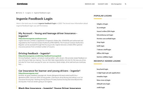 Ingenie Feedback Login ❤️ One Click Access - iLoveLogin