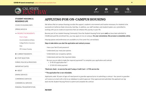 Applying for On-Campus Housing - Cal State East Bay
