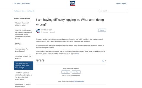 I am having difficulty logging in. What am I doing ... - Fox News