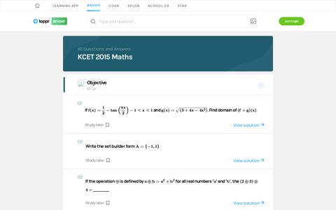 KCET 2015 Maths - Toppr