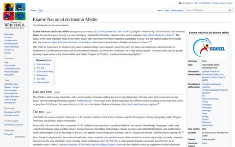 Exame Nacional do Ensino Médio - Wikipedia
