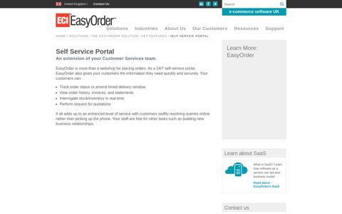 Self-Service Portal - ECi EasyOrder