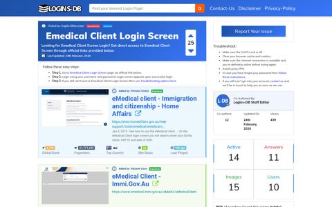 Emedical Client Login Screen - Logins-DB