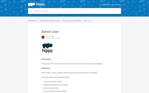 Admin User | Hippo Help Center - Hippo CMMS