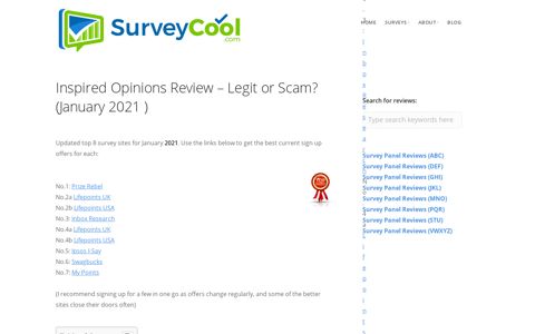 Inspired Opinions Review - Legit or Scam? (Jan ... - Survey Cool