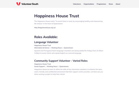 Happiness House Trust | Volunteer South