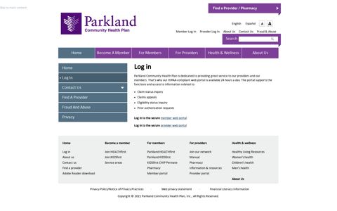 Log in | Parkland Community Health Plan, Inc.
