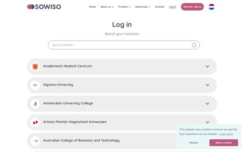 Log in | SOWISO