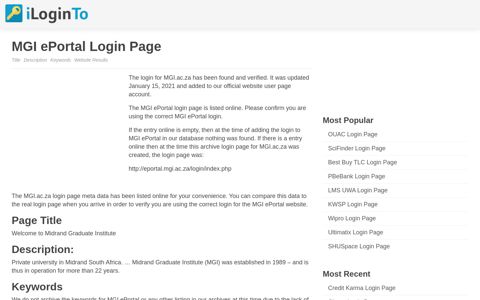 MGI ePortal Login Page - iLoginto