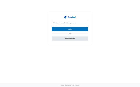 Loggen Sie sich bei PayPal ein