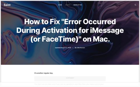 “Error Occurred During Activation for iMessage (or FaceTime ...