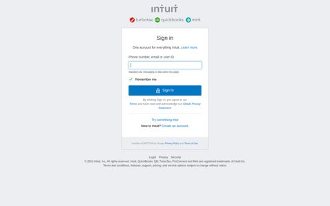 Intuit Accounts - Sign In