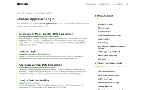Landcor Appraiser Login ❤️ One Click Access - iLoveLogin