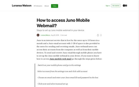 How to access Juno Mobile Webmail? | by Loransa Watson ...